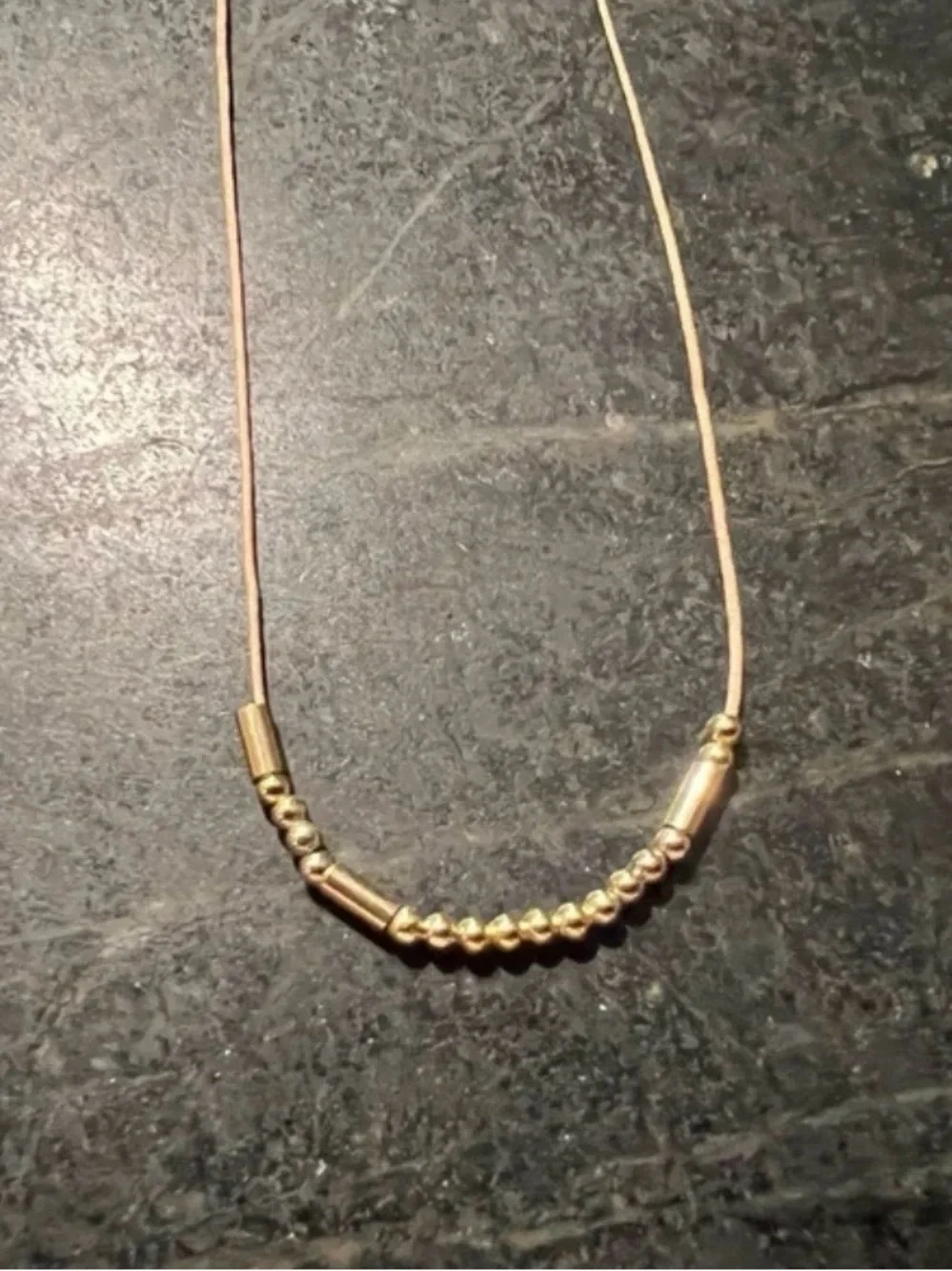 Gold Beaded Bar Necklace - Women Jewelry